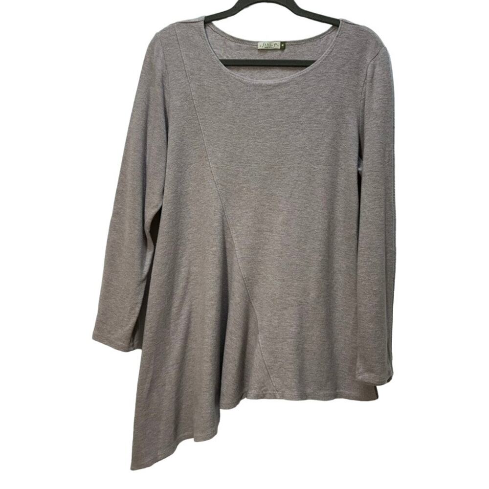 Chalet Assymetrical Lagenlook Neutral Taupe Cotton Tunic USA Womens Medium M